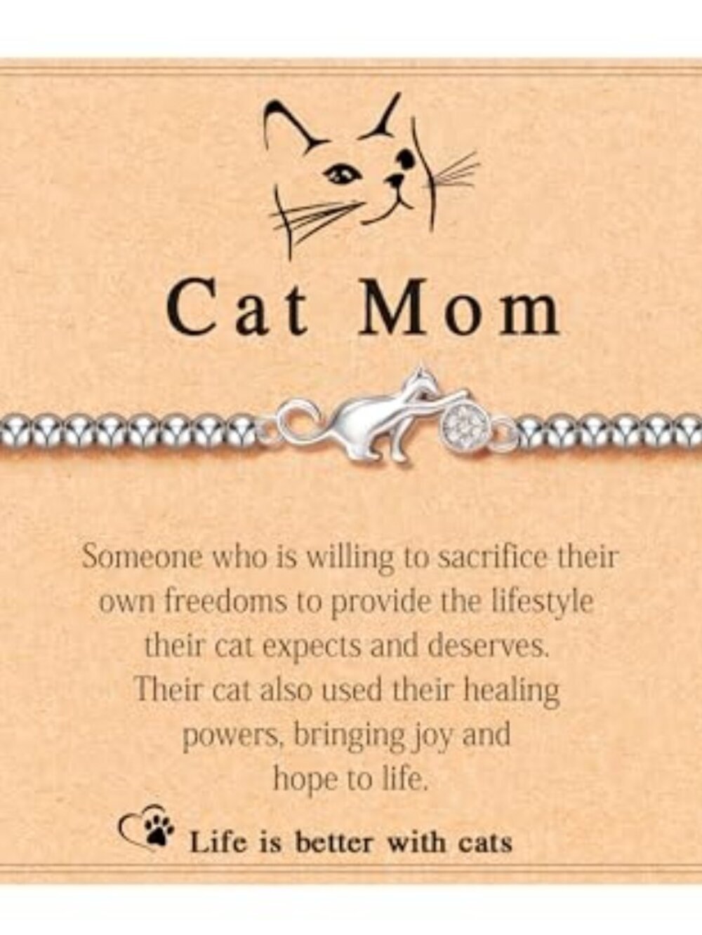 BRAND NEW Heartfelt Message Card Cute Cat Bracelet
